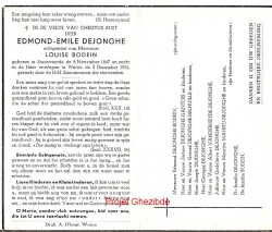 Edmond Emile DEJONGHE echtgenoot van Mevrouw Louise BODEIN, overleden te Watou, de 05 December 1954.